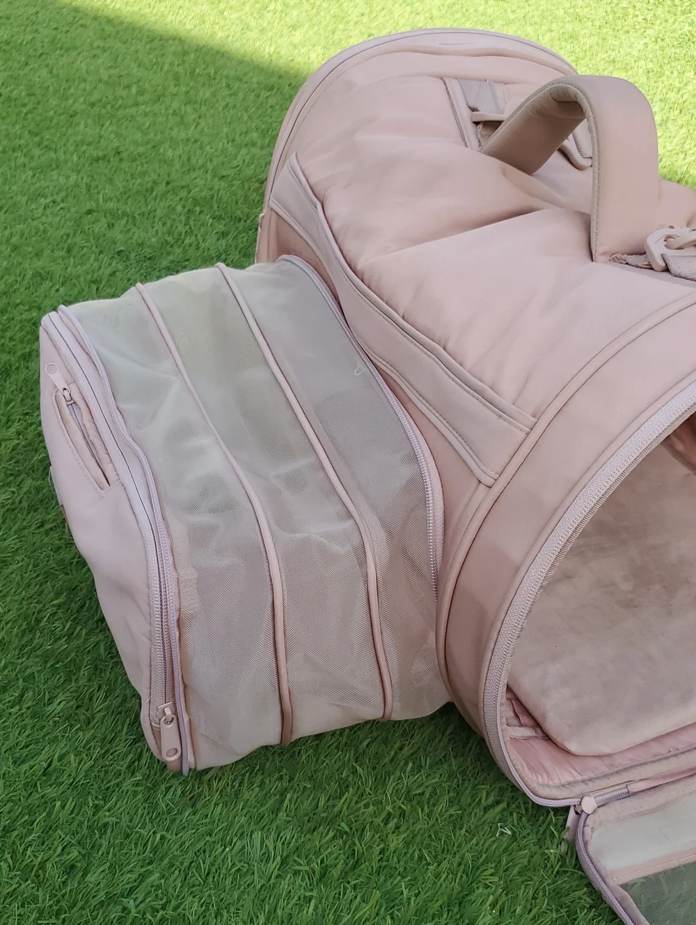 Maxbone All-In-One Travel Pet Carrier - Light Camel/Pink